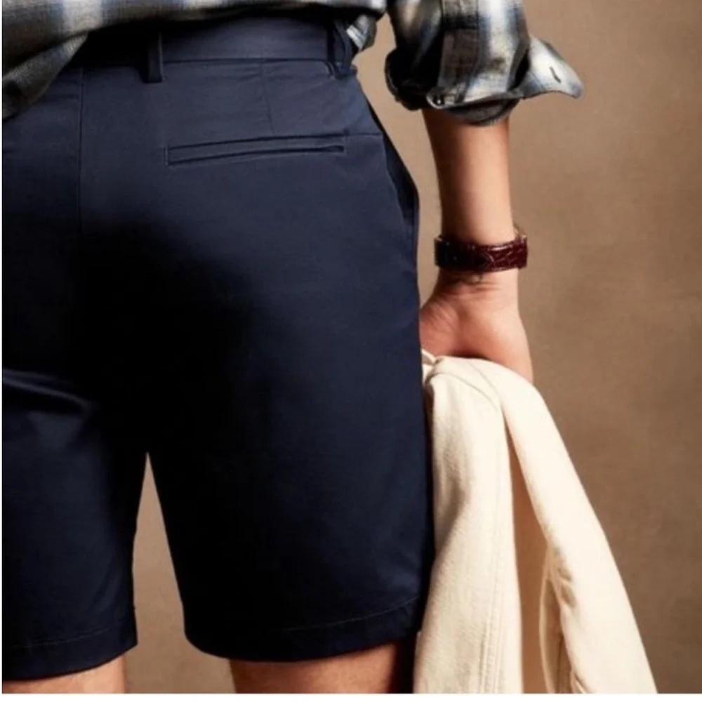 Banana Republic Luxe City Shorts Mens 40 Navy Blue Performance Chino Golf Casual